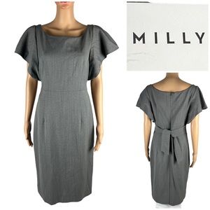 Milly Dakota Womens 8 Dress Gray Wool Made in USA Italian Fabric Casual NWT $450